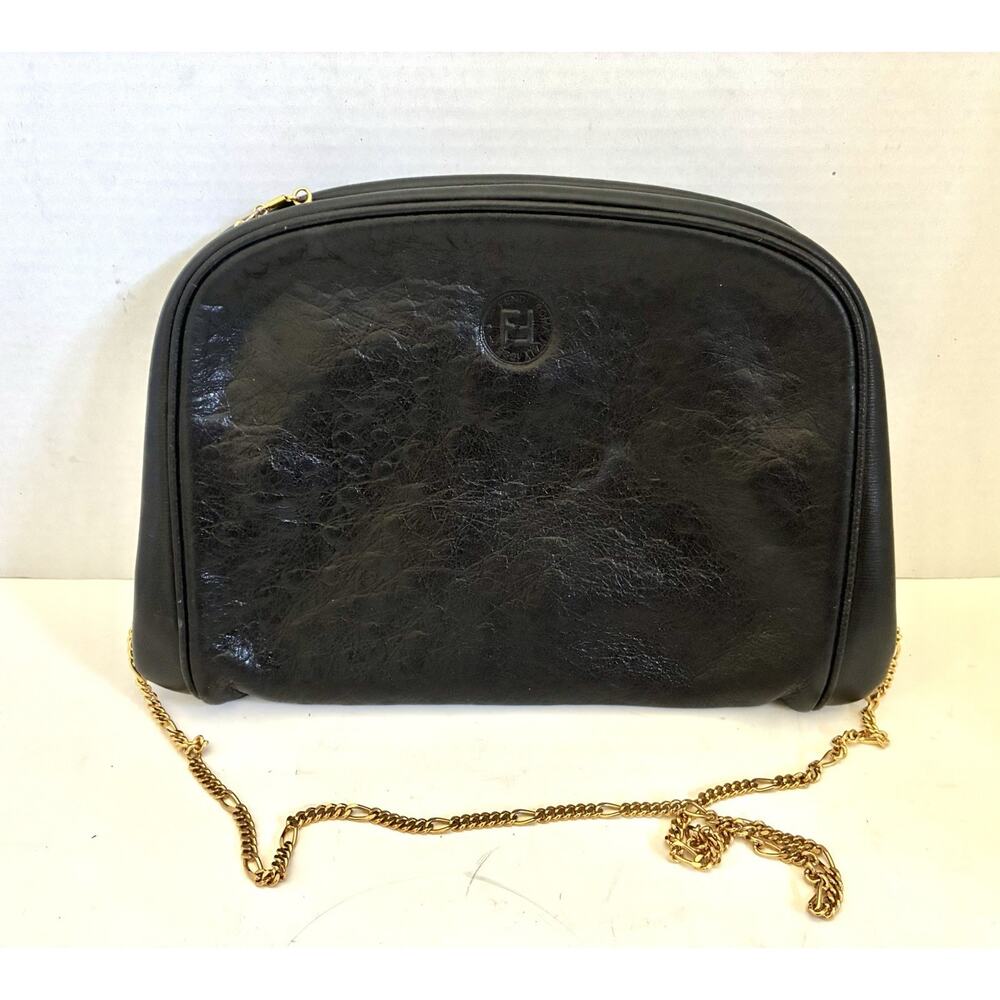 Vintage Fendi Evening Bag Kiss-Lock Golden Chain Authentic